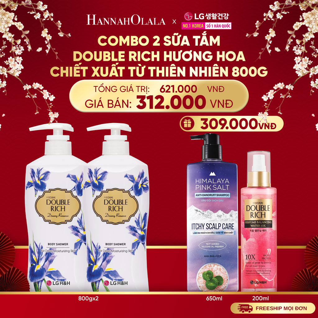  A1351_DEAL22: COMBO 2 SỮA TẮM DOUBLE RICH HƯƠNG HOA CHIẾT XUẤT TỪ THIÊN NHIÊN 800ML 