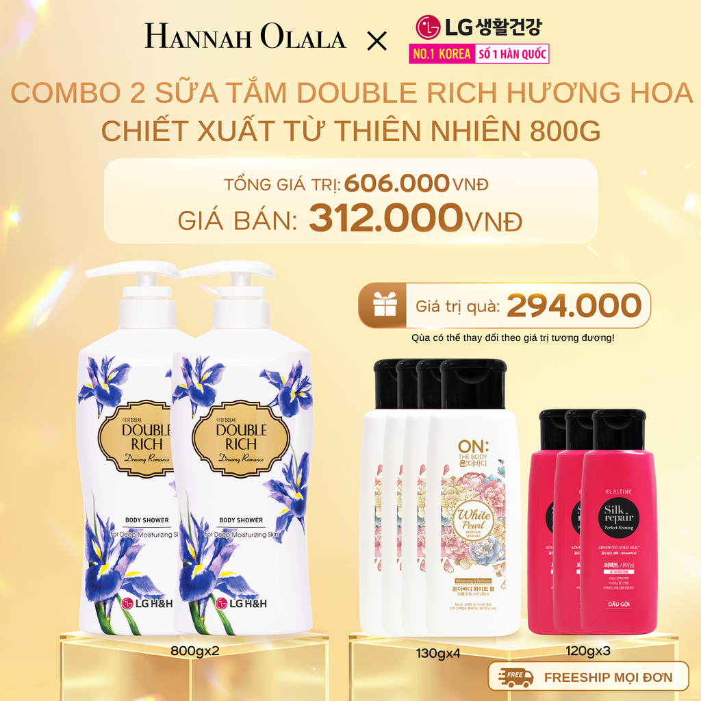  DEAL 15: COMBO 2 SỮA TẮM DOUBLE RICH HƯƠNG HOA CHIẾT XUẤT TỪ THIÊN NHIÊN 800ML 