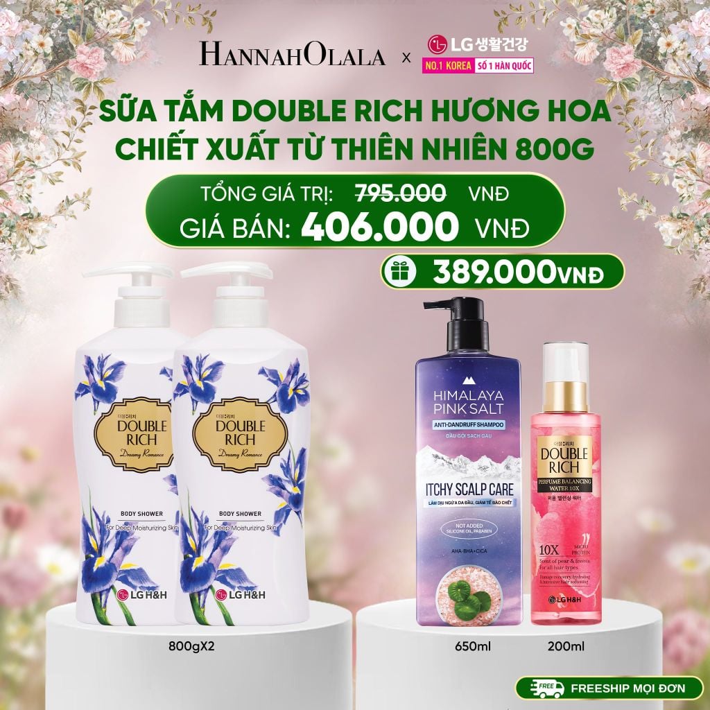  DEAL 4: COMBO 2 SỮA TẮM DOUBLE RICH HƯƠNG HOA CHIẾT XUẤT TỪ THIÊN NHIÊN 800ML 