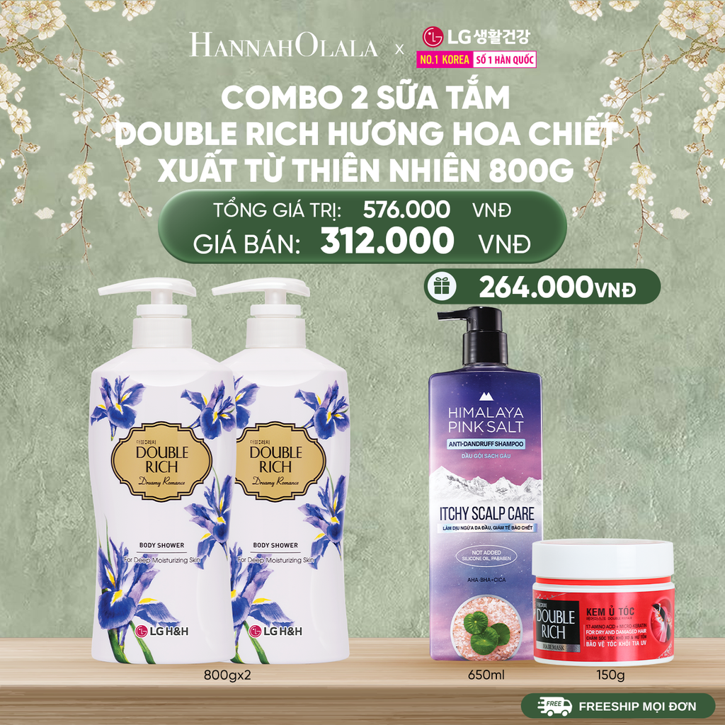 DEAL22: COMBO 2 SỮA TẮM DOUBLE RICH HƯƠNG HOA CHIẾT XUẤT TỪ THIÊN NHIÊN 800ML 