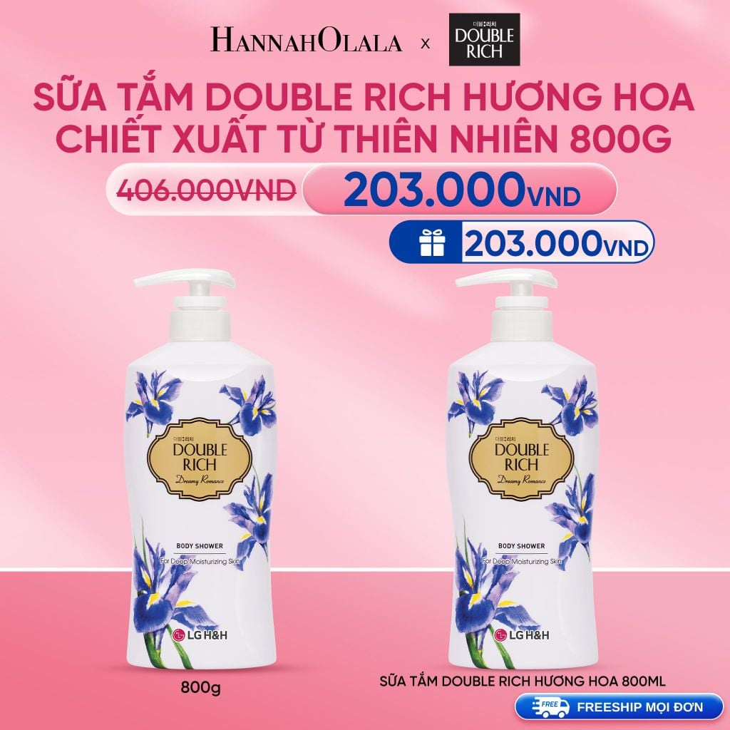  DEAL 06: SỮA TẮM DOUBLE RICH HƯƠNG HOA CHIẾT XUẤT TỪ THIÊN NHIÊN 800ML 
