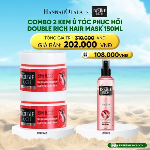  DEAL 10: COMBO 2 KEM Ủ TÓC PHỤC HỒI/ KHỎE MƯỢT DOUBLE RICH HAIR MASK 150ML 