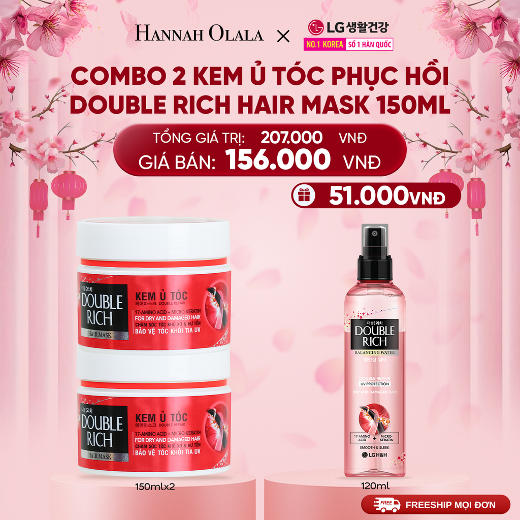  A1465_DEAL 25: COMBO 2 KEM Ủ TÓC PHỤC HỒI DOUBLE RICH HAIR MASK 150ML 