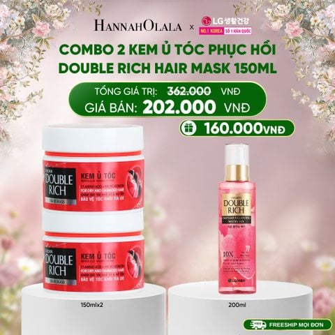  DEAL 9: COMBO 2 KEM Ủ TÓC PHỤC HỒI DOUBLE RICH HAIR MASK 150ML 