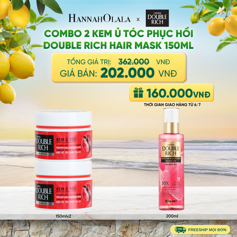  COMBO 2 KEM Ủ TÓC PHỤC HỒI & KHOẺ MƯỢT DOUBLE RICH HAIR MASK 150ML - A703 