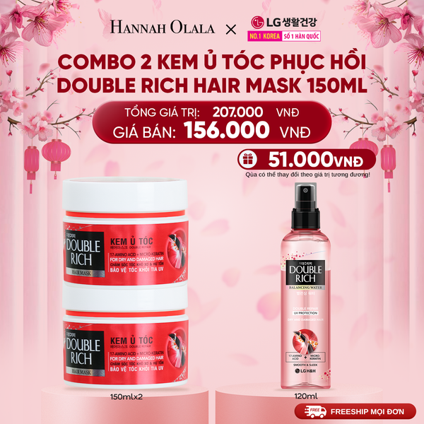  DEAL 25: COMBO 2 KEM Ủ TÓC PHỤC HỒI DOUBLE RICH HAIR MASK 150ML 