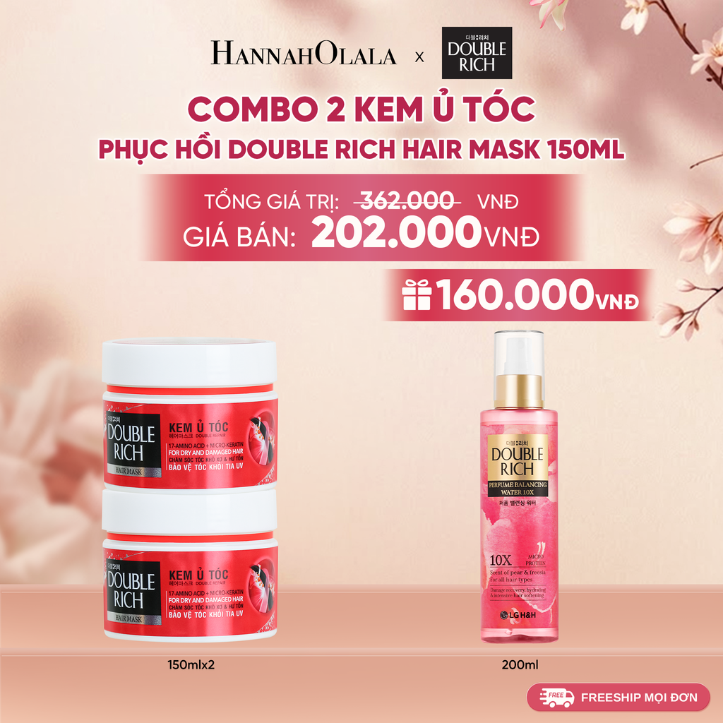  COMBO 2 KEM Ủ TÓC PHỤC HỒI & KHOẺ MƯỢT DOUBLE RICH HAIR MASK 150ML 