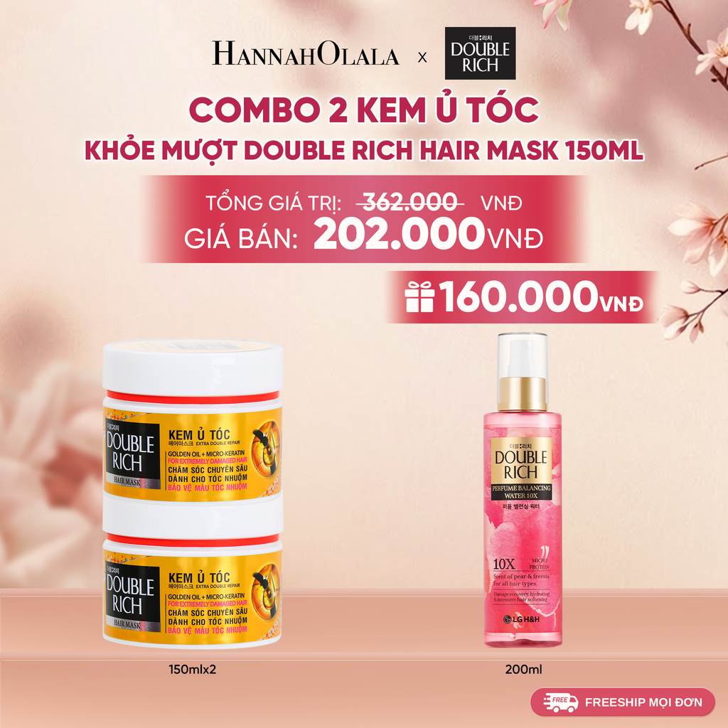  COMBO 2 KEM Ủ TÓC PHỤC HỒI & KHOẺ MƯỢT DOUBLE RICH HAIR MASK 150ML 
