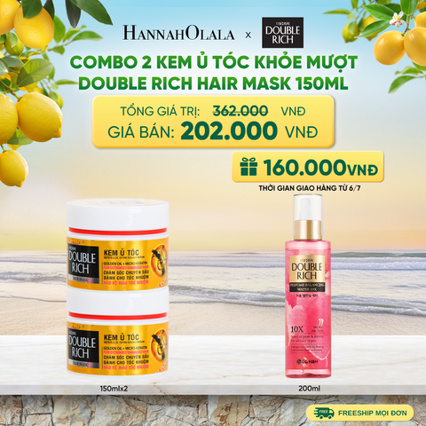  COMBO 2 KEM Ủ TÓC PHỤC HỒI & KHOẺ MƯỢT DOUBLE RICH HAIR MASK 150ML - A703 
