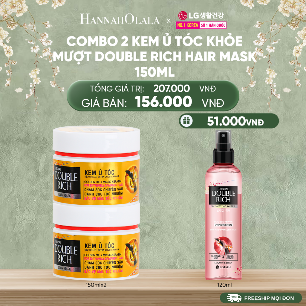  DEAL 25_B: COMBO 2 KEM Ủ TÓC KHỎE MƯỢT DOUBLE RICH HAIR MASK 150ML 