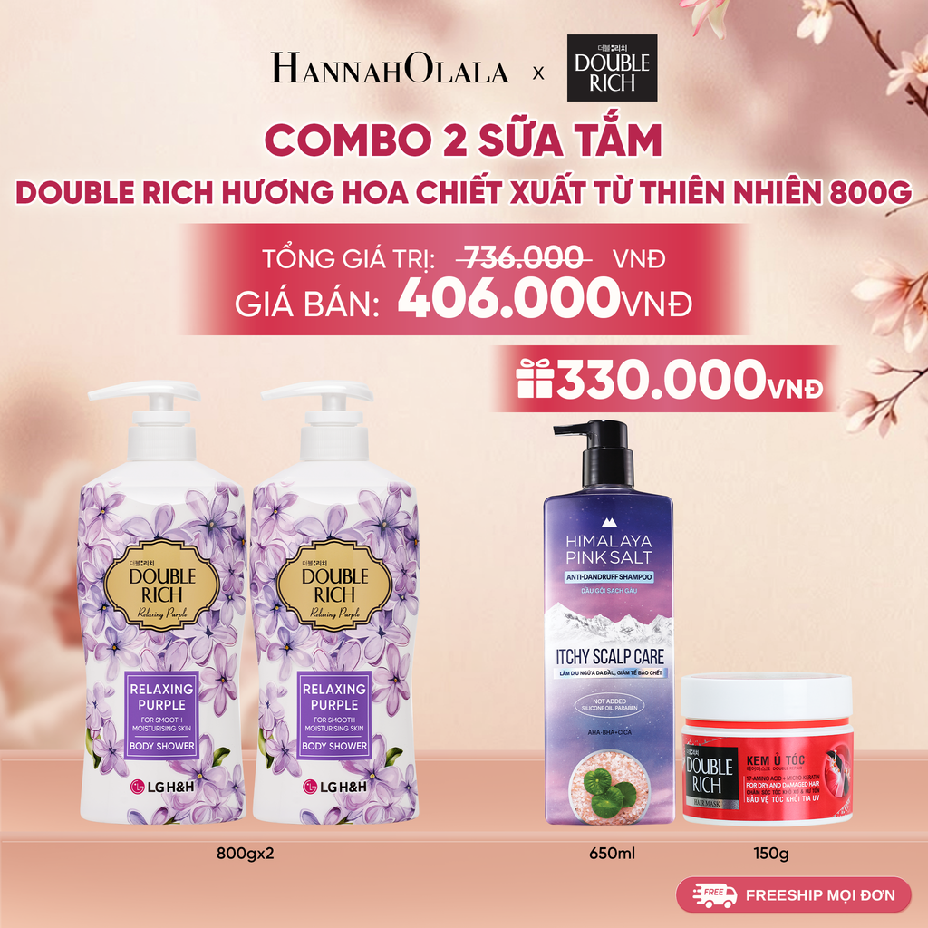  COMBO 2 SỮA TẮM DOUBLE RICH HƯƠNG HOA CHIẾT XUẤT TỪ THIÊN NHIÊN 800ML 