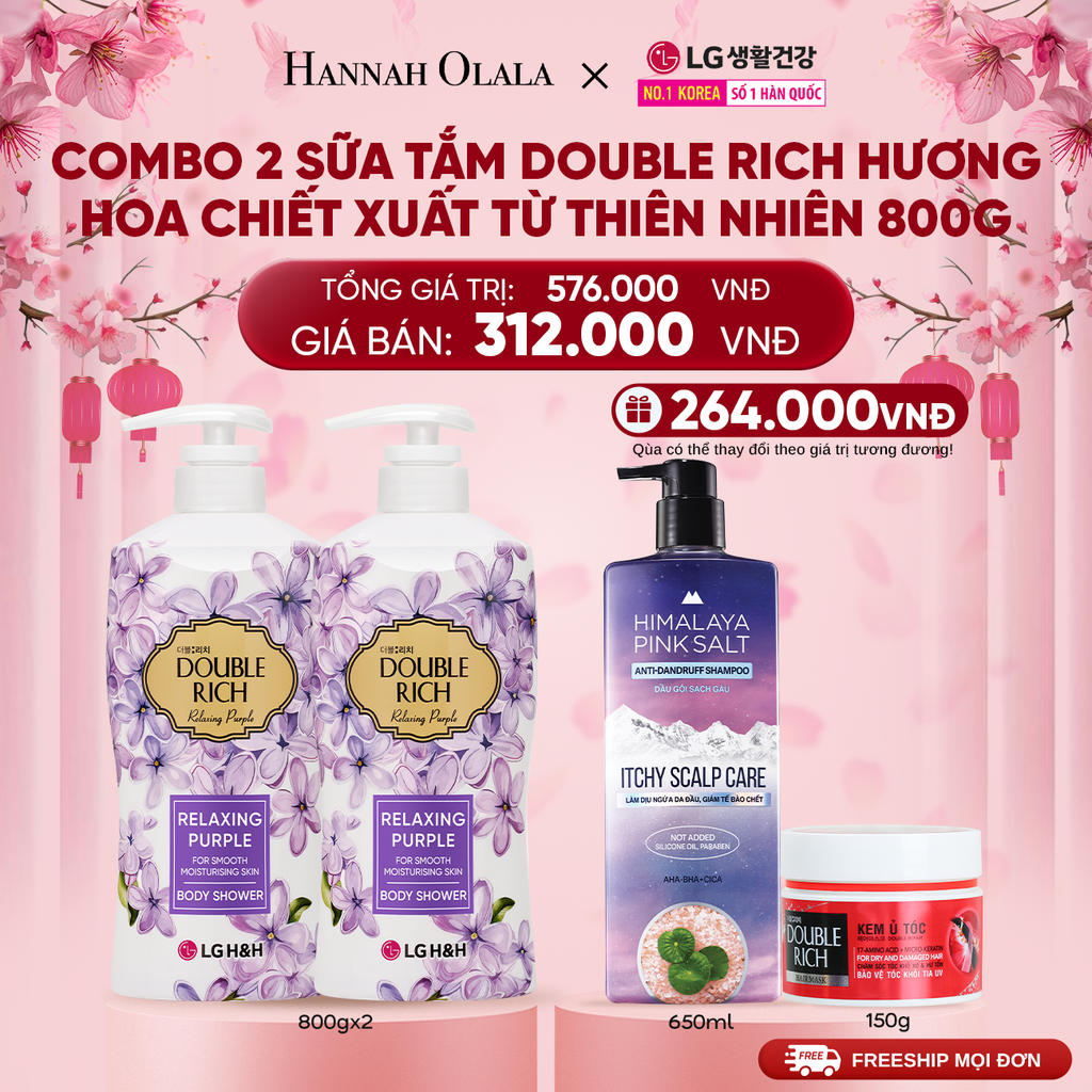 DEAL22: COMBO 2 SỮA TẮM DOUBLE RICH HƯƠNG HOA CHIẾT XUẤT TỪ THIÊN NHIÊN 800ML 