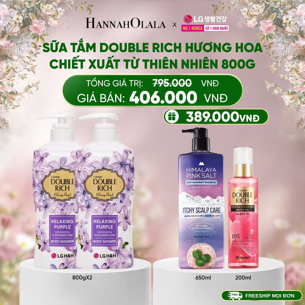  DEAL 4: COMBO 2 SỮA TẮM DOUBLE RICH HƯƠNG HOA CHIẾT XUẤT TỪ THIÊN NHIÊN 800ML 