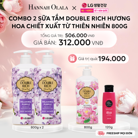  E1034: DEAL12: COMBO 2 SỮA TẮM DOUBLE RICH HƯƠNG HOA CHIẾT XUẤT TỪ THIÊN NHIÊN 800ML 