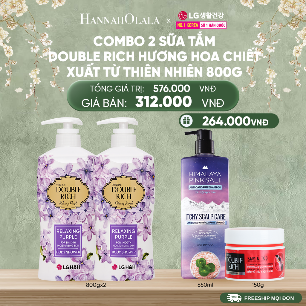  DEAL22: COMBO 2 SỮA TẮM DOUBLE RICH HƯƠNG HOA CHIẾT XUẤT TỪ THIÊN NHIÊN 800ML 