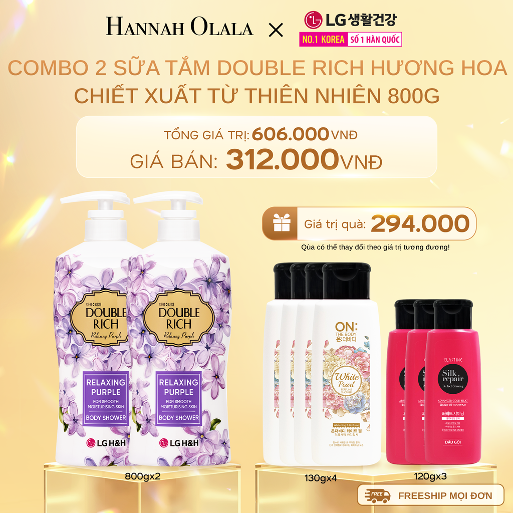 DEAL 15: COMBO 2 SỮA TẮM DOUBLE RICH HƯƠNG HOA CHIẾT XUẤT TỪ THIÊN NHIÊN 800ML 