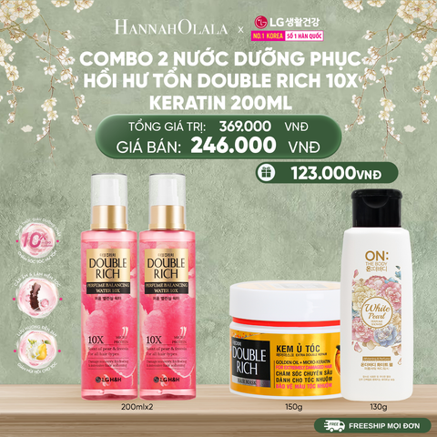  DEAL 26: COMBO 2 NƯỚC DƯỠNG PHỤC HỒI HƯ TỔN DOUBLE RICH 10X KERATIN 200ML 