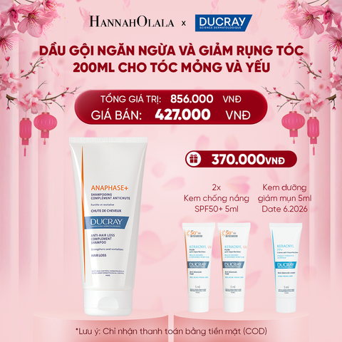  DEAL 5: DẦU GỘI NGĂN NGỪA VÀ GIẢM RỤNG TÓC DUCRAY ANAPHASE+ ANTI-HAIRLOSS COMPLEMENT SHAMPOO 200ML CHO TÓC MỎNG VÀ YẾU 