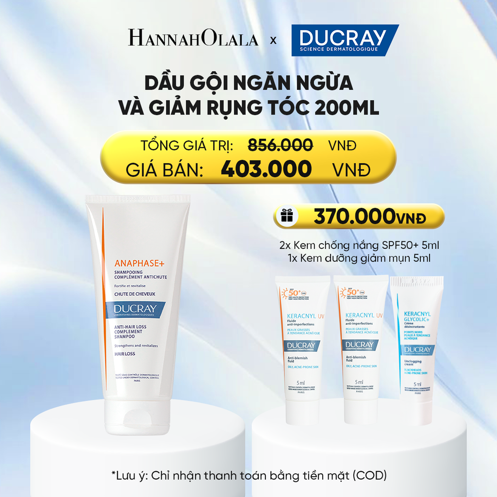  DẦU GỘI NGĂN NGỪA VÀ GIẢM RỤNG TÓC DUCRAY ANAPHASE+ ANTI-HAIRLOSS COMPLEMENT SHAMPOO 200ML CHO TÓC MỎNG VÀ YẾU 