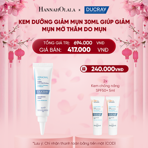  DEAL 4: KEM DƯỠNG GIẢM MỤN DUCRAY KERACNYL PP+ CREAM 30ML GIÚP GIẢM MỤN MỜ THÂM DO MỤN 