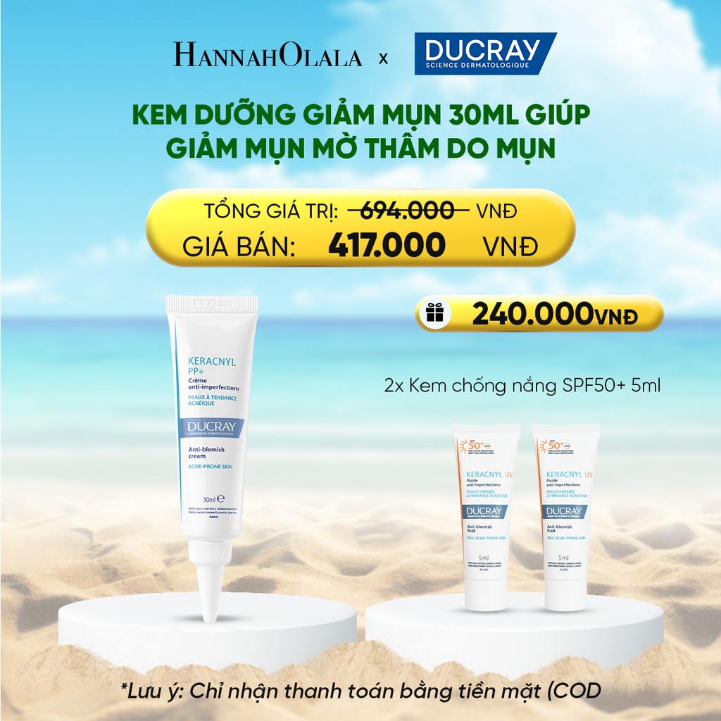  DEAL 3: KEM DƯỠNG GIẢM MỤN DUCRAY KERACNYL PP+ CREAM 30ML GIÚP GIẢM MỤN MỜ THÂM DO MỤN 