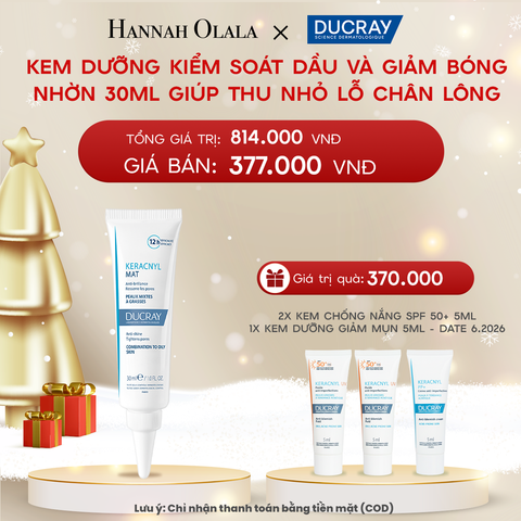  DEAL 2: KEM DƯỠNG KIỂM SOÁT DẦU & GIẢM BÓNG NHỜN DUCRAY KERACNYL MAT 30ML GIÚP THU NHỎ LỖ CHÂN LÔNG 
