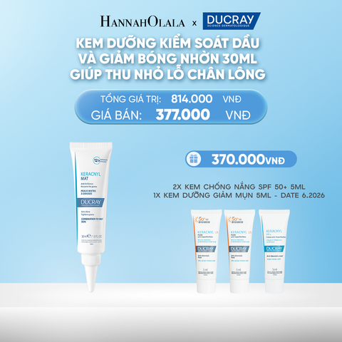  DEAL 2: KEM DƯỠNG KIỂM SOÁT DẦU & GIẢM BÓNG NHỜN DUCRAY KERACNYL MAT 30ML GIÚP THU NHỎ LỖ CHÂN LÔNG 
