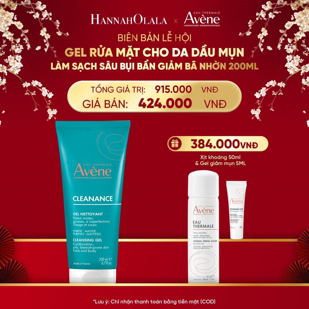  DEAL 4: GEL RỬA MẶT CHO DA DẦU MỤN EAU THERMALE AVÈNE CLEANANCE CLEANSING GEL LÀM SẠCH SÂU BỤI BẨN GIẢM BÃ NHỜN 200ML 