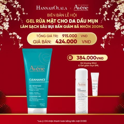  DEAL 4: GEL RỬA MẶT CHO DA DẦU MỤN EAU THERMALE AVÈNE CLEANANCE CLEANSING GEL LÀM SẠCH SÂU BỤI BẨN GIẢM BÃ NHỜN 200ML 