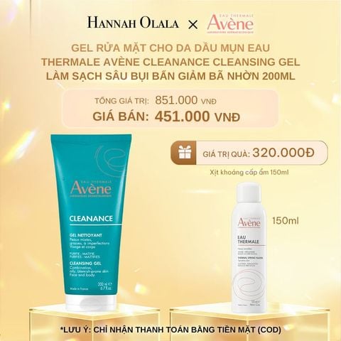  C1003_DEAL 11: GEL RỬA MẶT CHO DA DẦU MỤN EAU THERMALE AVÈNE CLEANANCE CLEANSING GEL LÀM SẠCH SÂU BỤI BẨN GIẢM BÃ NHỜN 200ML 