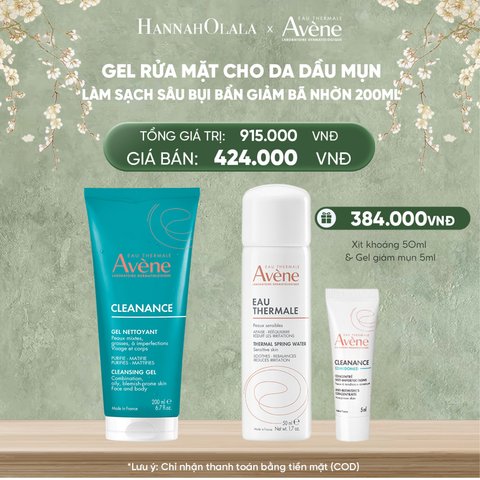  D1237_DEAL 5: GEL RỬA MẶT CHO DA DẦU MỤN EAU THERMALE AVÈNE CLEANANCE CLEANSING GEL LÀM SẠCH SÂU BỤI BẨN GIẢM BÃ NHỜN 200ML 