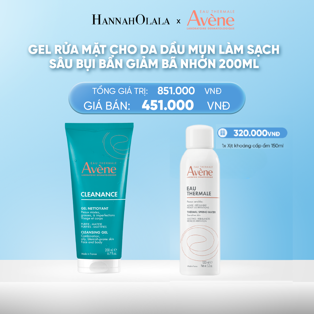  DEAL 7: GEL RỬA MẶT CHO DA DẦU MỤN EAU THERMALE AVÈNE CLEANANCE CLEANSING GEL LÀM SẠCH SÂU BỤI BẨN GIẢM BÃ NHỜN 200ML 
