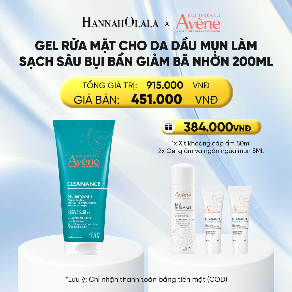  GEL RỬA MẶT CHO DA DẦU MỤN EAU THERMALE AVÈNE CLEANANCE CLEANSING GEL LÀM SẠCH SÂU BỤI BẨN GIẢM BÃ NHỜN 200ML 