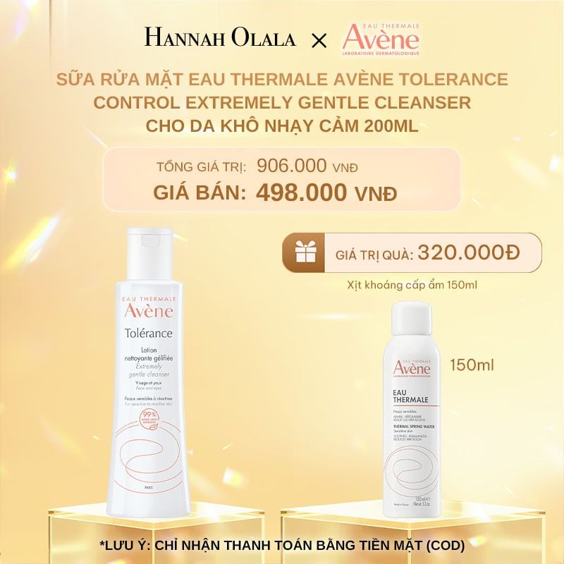  C1010_DEAL 7: SỮA RỬA MẶT EAU THERMALE AVÈNE TOLERANCE CONTROL EXTREMELY GENTLE CLEANSER CHO DA KHÔ NHẠY CẢM 200ML 