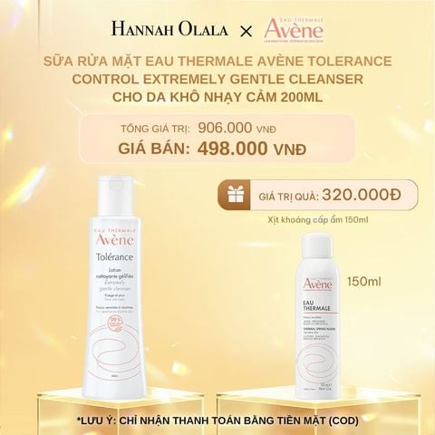  DEAL 7: SỮA RỬA MẶT EAU THERMALE AVÈNE TOLERANCE CONTROL EXTREMELY GENTLE CLEANSER CHO DA KHÔ NHẠY CẢM 200ML 