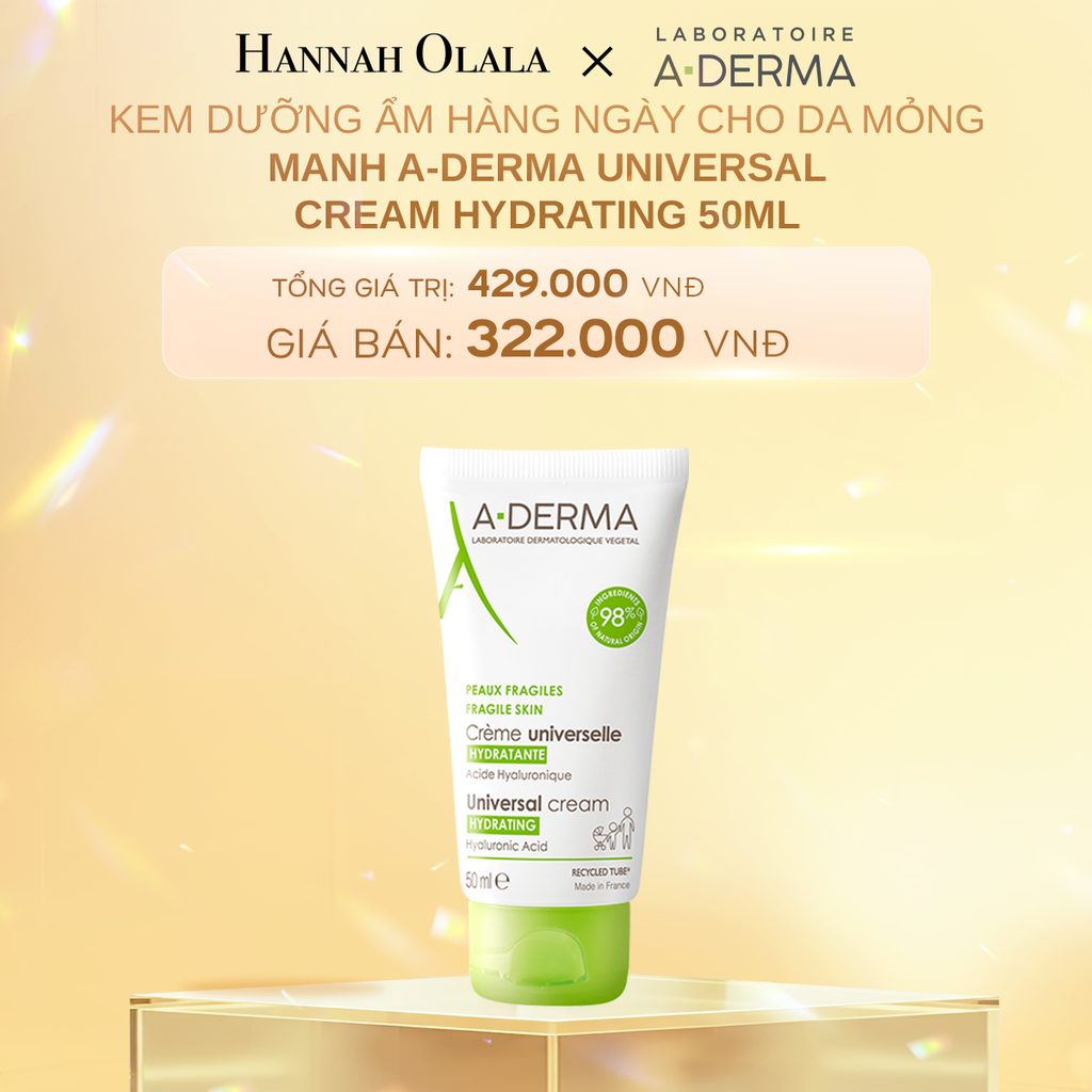  C833_DEAL 1: KEM DƯỠNG ẨM HÀNG NGÀY CHO DA MỎNG MANH A-DERMA UNIVERSAL CREAM HYDRATING 50ML 