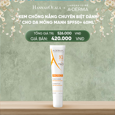  DEAL 1: KEM CHỐNG NẮNG CHUYÊN BIỆT DÀNH CHO DA MỎNG MANH A-DERMA PROTECT INVISIBLE FLUID SPF50+ 40ML 