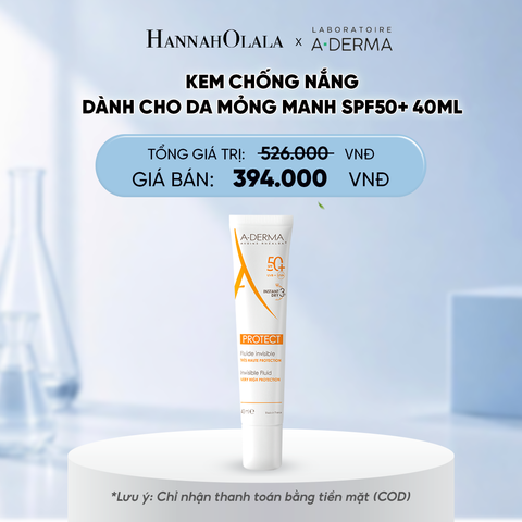  KEM CHỐNG NẮNG CHUYÊN BIỆT DÀNH CHO DA MỎNG MANH A-DERMA PROTECT INVISIBLE FLUID SPF50+ 40ML 