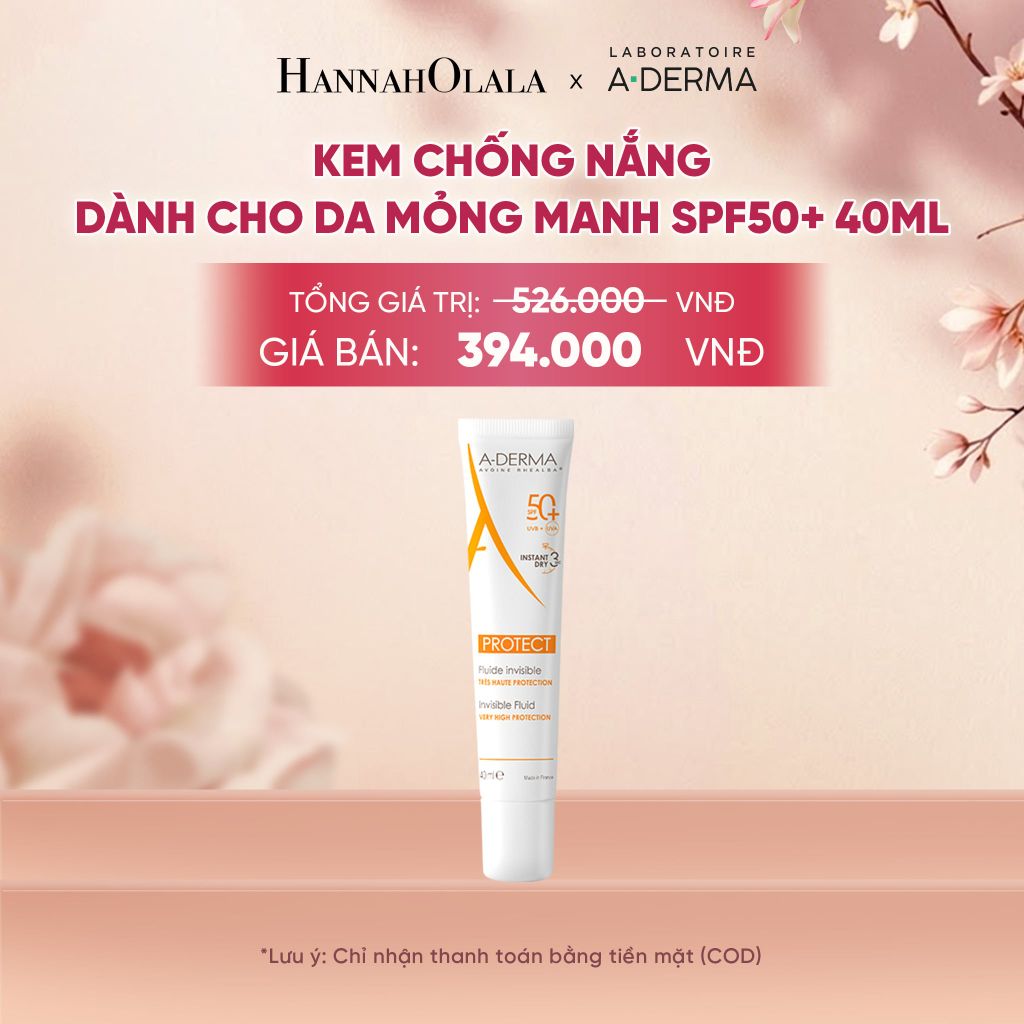  KEM CHỐNG NẮNG CHUYÊN BIỆT DÀNH CHO DA MỎNG MANH A-DERMA PROTECT INVISIBLE FLUID SPF50+ 40ML 
