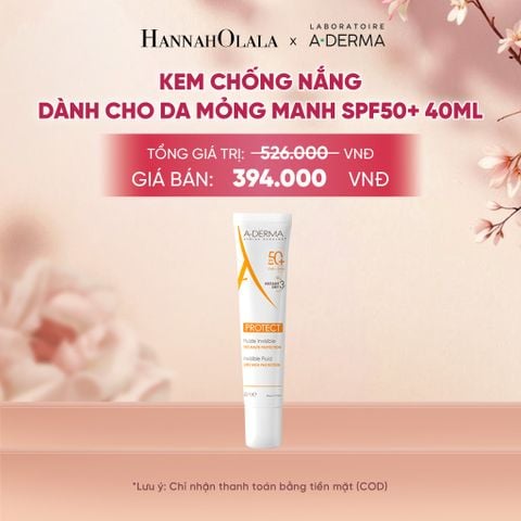  KEM CHỐNG NẮNG CHUYÊN BIỆT DÀNH CHO DA MỎNG MANH A-DERMA PROTECT INVISIBLE FLUID SPF50+ 40ML 