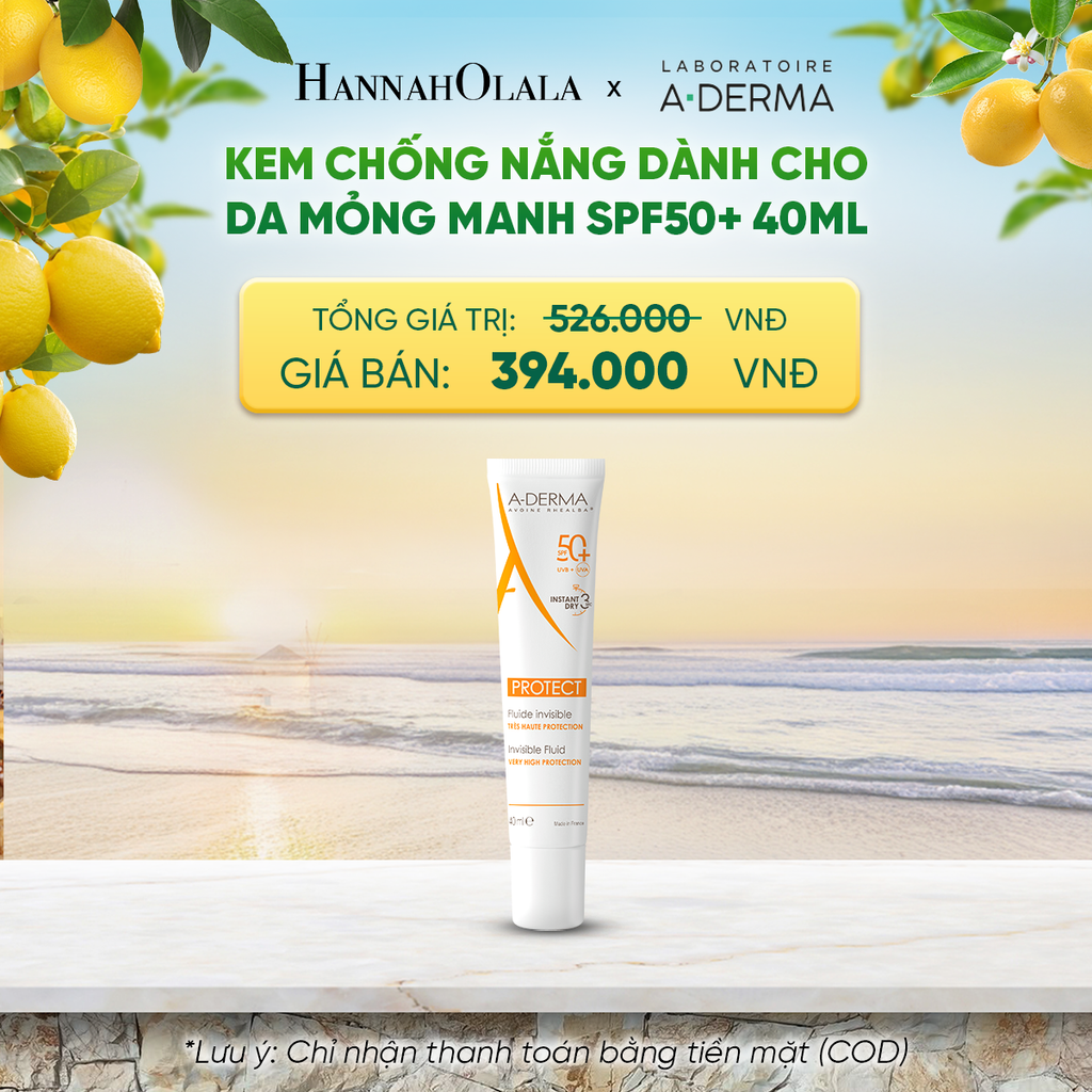  KEM CHỐNG NẮNG CHUYÊN BIỆT DÀNH CHO DA MỎNG MANH A-DERMA PROTECT INVISIBLE FLUID SPF50+ 40ML - A1918 