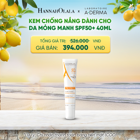  KEM CHỐNG NẮNG CHUYÊN BIỆT DÀNH CHO DA MỎNG MANH A-DERMA PROTECT INVISIBLE FLUID SPF50+ 40ML - A1918 