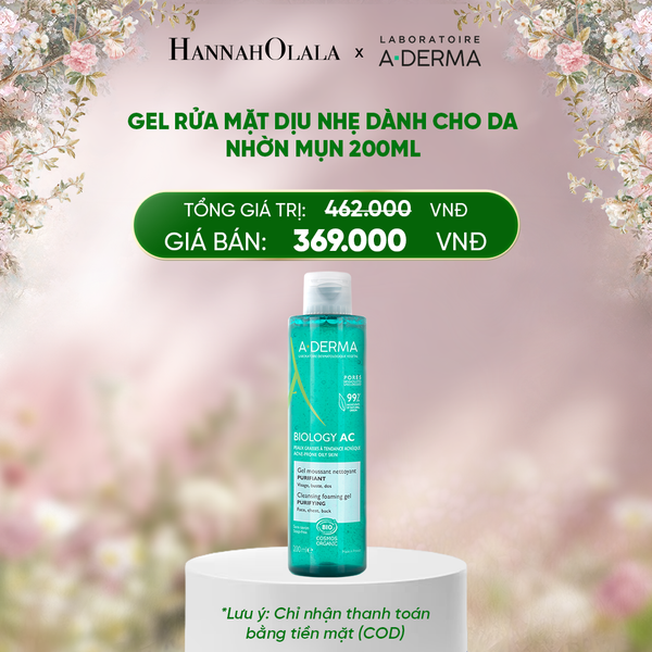  DEAL 3: GEL RỬA MẶT DỊU NHẸ DÀNH CHO DA NHỜN MỤN A-DERMA BIOLOGY AC CLEANSING FOAM GEL 200ML 