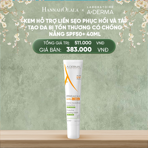  DEAL 4: KEM HỖ TRỢ LIỀN SẸO PHỤC HỒI VÀ TÁI TẠO DA BỊ TỔN THƯƠNG CÓ CHỐNG NẮNG A-DERMA EPITHELIALE AH ULTRA SPF50+ CR 40ML 