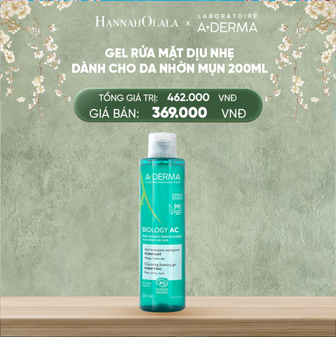  DEAL 3: GEL RỬA MẶT DỊU NHẸ DÀNH CHO DA NHỜN MỤN A-DERMA BIOLOGY AC CLEANSING FOAM GEL 200ML 