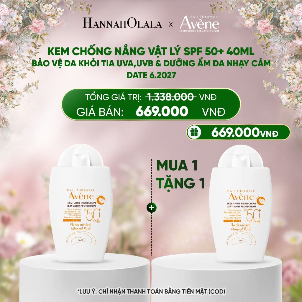  DEAL 1: KEM CHỐNG NẮNG CHUYÊN BIỆT DÀNH CHO DA MỎNG MANH A-DERMA PROTECT INVISIBLE FLUID SPF50+ 40ML 