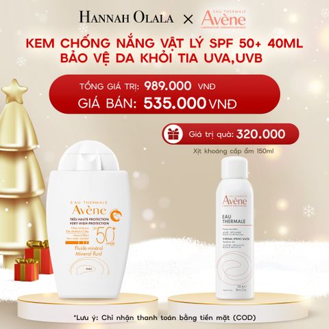  DEAL 3: KEM CHỐNG NẮNG VẬT LÝ EAU THERMALE AVÈNE UV MINERAL FLUID SPF 50+ 40ML BẢO VỆ DA KHỎI TIA UVA,UVB & DƯỠNG ẨM DA NHẠY CẢM 