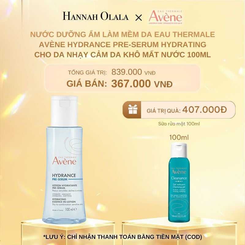  C1002_DEAL 10: NƯỚC DƯỠNG ẨM LÀM MỀM DA EAU THERMALE AVÈNE HYDRANCE PRE-SERUM HYDRATING CHO DA NHẠY CẢM DA KHÔ MẤT NƯỚC 100ML 