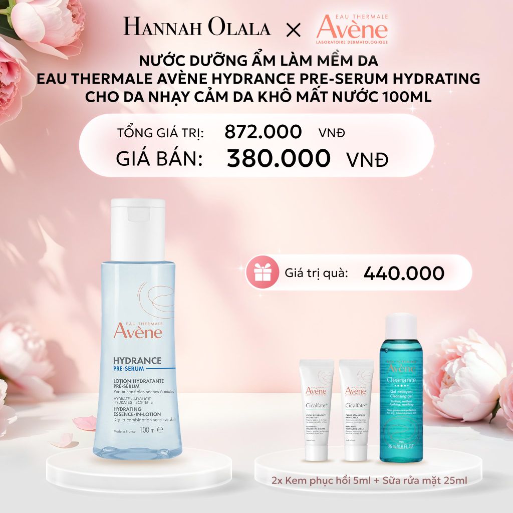  E916: DEAL 9: NƯỚC DƯỠNG ẨM LÀM MỀM DA EAU THERMALE AVÈNE HYDRANCE PRE-SERUM HYDRATING CHO DA NHẠY CẢM DA KHÔ MẤT NƯỚC 100ML 