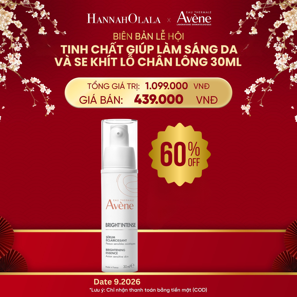  DEAL 9: DATE 9.2026 - TINH CHẤT EAU THERMALE AVÈNE BRIGHT'INTENSE GIÚP LÀM SÁNG DA VÀ SE KHÍT LỖ CHÂN LÔNG 30ML 